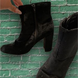 Velvet black booties